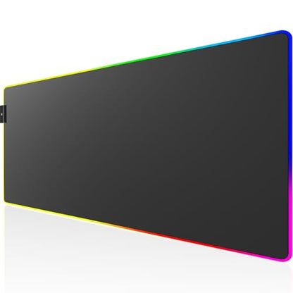 KTRIO RGB Large Gaming Mouse Pad, 35.4 x 15.7 in, RGB Black, XXXL | Smooth Micro-Weave Surface, RGB Lighting Design, Non-Slip Rubber Base, Durable Stitched Edges, Office & Home Use - color: RGB Black, size: 35.4l x 15.7w Inches