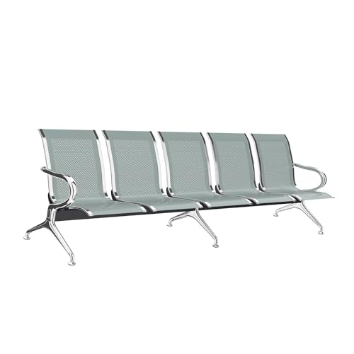 Kinfant Waiting Room Chairs - Whole 5-Seat Connect Reception Chairs Waiting Room Chairs with Arms & Stainless Steel Frame, Waiting Room Bench Lobby Chair for Office Airport Bank Hospital - color: Silvery, size: 5-Seat