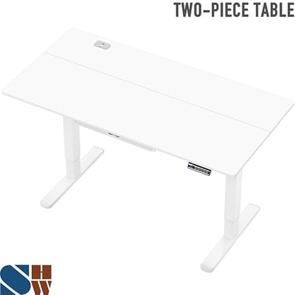 SHW 55 x 28 Electric Height Adjustable Standing Desk w/Drawer, White - color: White, size: 55-Inch