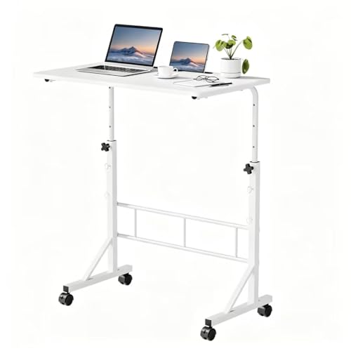 DUMOS 31.5" Walking Pad Desk, Laptop Desk, Home Office | Lockable Wheels, Adjustable Height, Portable Rolling Design, Treadmill Use, Stand Up Style, Milk - color: White, size: 31.5" ×15.7" ×28.0"