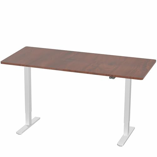 VIVO Dark Walnut 60 x 30 in Standing Desk, DESK-KIT-0W6D - color: Dark Walnut Top / White Frame, size: 60 x 30 inch