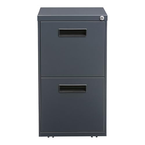 Alera PA54-2820CH Two-Drawer Metal Pedestal File 16w x 19-1/2d x 28-1/2h Charcoal, Charcoal
