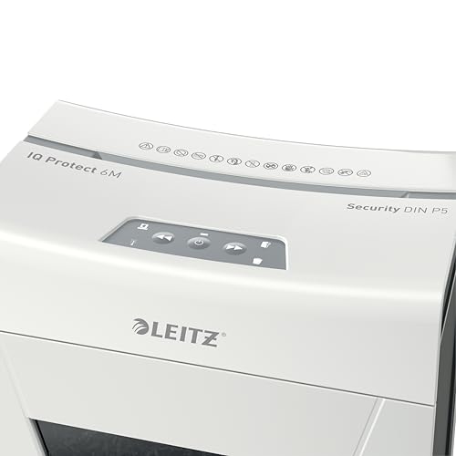 Leitz Shredder IQ Protect Premium 6M P5 IQ Protect, W126159325 (Premium 6M P5 IQ Protect Premium Paper Shredder 6M P5, Micro-Cut shredding, 18 L, Touch, P-5, 6 Sheets,)