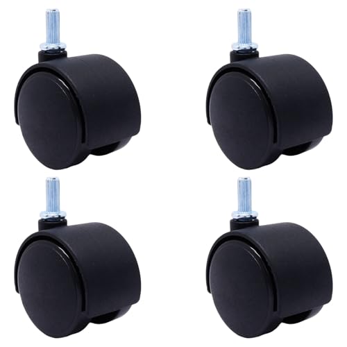 Plastic Caster Wheels 1.5 Inch, M6 Straight-Grained Rod Swivel Casters Set of 4, Black Nylon Replacement Casters Wheels for Furniture Table Cabinet Office Chair - style: 1.5 Inch-M6 Straight-grained Rod