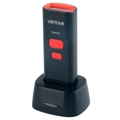 VOTTAN Bluetooth QR Barcode Scanner with Charge Stand, 1D 2D PDF417 UPC Pocket Bar Code Reader, 3-in-1 Rechargeable Automatic Scan Wireless Barcode Scanner for POS, PC, iOS, Android