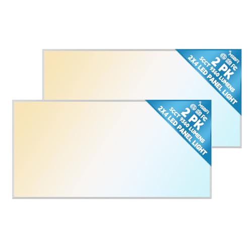 2x4 LED Flat Panel Light 2-Pack, Drop Ceiling Fixture, 5 Wattage Selectable (30W/40W/50W/60W/72W), 5 CCT (3000K-6500K), 0-10V Dimmable, ETL/DLC Listed for Office & Kitchen - size: 2x4 2Pack