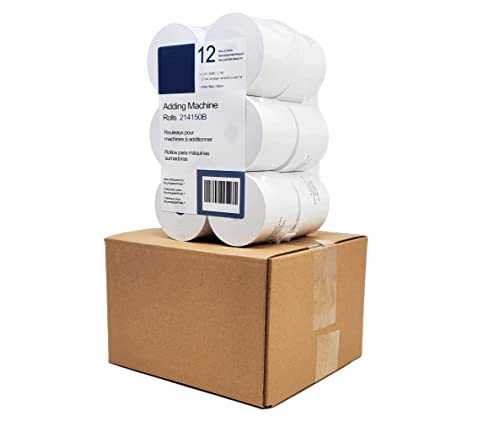Adding Machine/Calculator Roll, 2-1/4"x150 ft White 12 Rolls