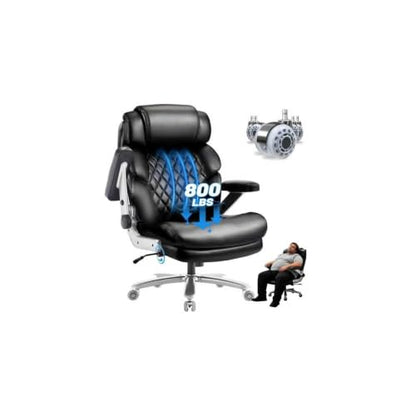 800LBS Big and Tall Office Chair for Heavy People, Heavy Duty Executive Chair with High Back, Extra Wide Seat and Adjustable Lumbar, Large Computer Desk Chair Comfortable for Home Office - color: Black-1
