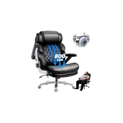800LBS Big and Tall Office Chair for Heavy People, Heavy Duty Executive Chair with High Back, Extra Wide Seat and Adjustable Lumbar, Large Computer Desk Chair Comfortable for Home Office - color: Black-1