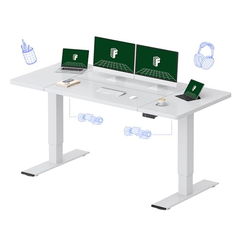 FLEXISPOT 71"x32" Electric Standing Desk, White | Dual Motor, 198 LBS Capacity, Spacious Workspace, Multi-Monitor Setup, Home Office & Creative Studio - color: White, size: 71x32"