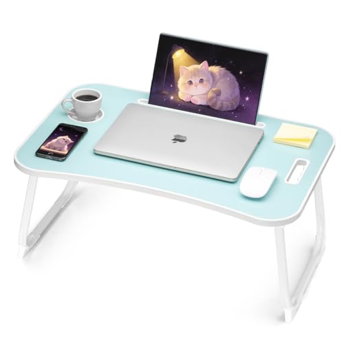 Ruxury Folding Lap Desk Bed Desk Laptop Table Tray, Breakfast Serving Tray, Portable & Lightweight Mini Table for Sofa Couch Floor - Blue - color: Blue