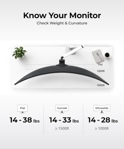 Modernsolid Heavy Duty Monitor Arm for 34-49 Inch Ultrawide Curved Screens - color: White