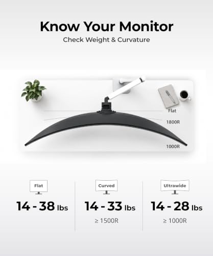 Modernsolid Heavy Duty Monitor Arm for 34-49 Inch Ultrawide Curved Screens - color: Black