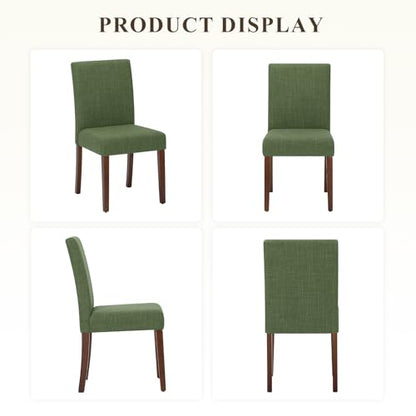 MALOL Upholstered Dining Chairs Set of 2, Modern Fabric Dining Room Chair, Wooden Dining Chair, Kitchen Side Chairs, Farmhouse Dinner Chair with High Back for Kitchen, Green - color: Green, size: Set of 2
