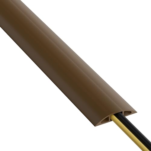 D-Line 30ft Floor Cord Cover, Floor Cable Protector, Extension Cord Cover, Protect Wires & Prevent Cable Trips, Cable Management Solution - Cord Cavity = 0.63" (W) x 0.31" (H) - Brown - color: Brown, size: 30 Feet