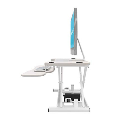 Power Pro Electric Height-Adjustable Desk Riser by VersaTables | USA Manufactured | Standing Desk Converter | Sit to Stand Desktop with Keyboard + Mouse Tray | 36"x 24" | White - color: White