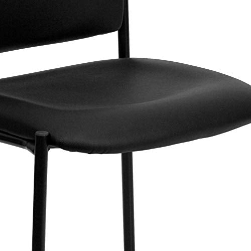 EMMA + OLIVER Black Vinyl Stackable Steel Side Reception Chair - color: Black Vinyl