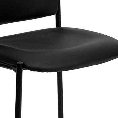 EMMA + OLIVER Black Vinyl Stackable Steel Side Reception Chair - color: Black Vinyl