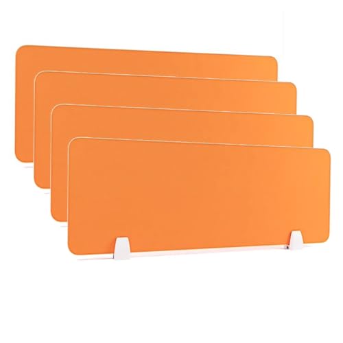 Desk Privacy Divider Panels Set of 4 Freestanding Acoustic Desktop Partitions for Reducing Noise and Visual Distractions Orange (30X80CM) - color: Orange, size: 30X80CM
