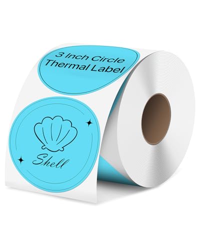 iEager 3 Inch Blue Circle Thermal Labels, Durable Round Thermal Label - color: Blue, size: 3 INCH