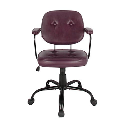 Compact Desk Chair with Arms & Wheels 360° Swivel Adjustable Vanity Chair Small Rolling Task Chair for Home Office, Bedroom, Study, Dressing Table - color: Brown-1