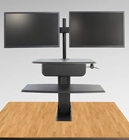 Kantek Standing Desk Converter, Clamps to Desk for Stability & Space, Adjustable Upto 23", Sit to Stand Home Office Workstation, Grommet Hole, Black,STS800 - color: Black, style: Desk Mounted System