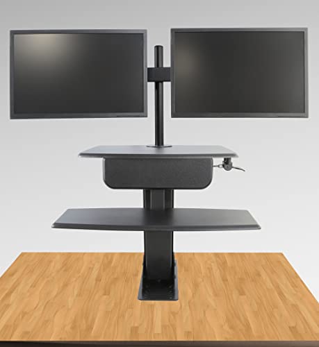 Kantek Dual LCD Monitor Arm for STS800/STS810 Sit to Stand Systems (STS802), Black - color: Black, style: Dual Monitor Arm