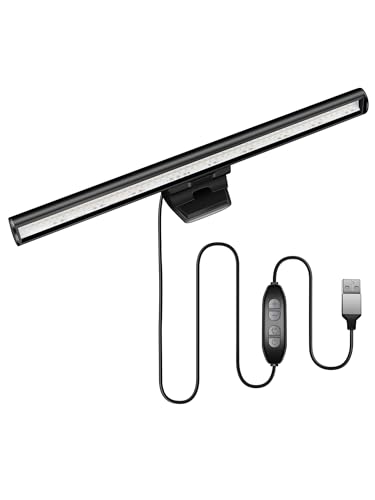 Laptop Monitor Light Bar with Clip USB LED Task Lamp No Screen Glare | Keyboard Eye-Friendly Light, 3 Adjustable Color Temperature, 10 Dimming Brightness Levels, Space Saving, Portable for Travel - size: For Laptop