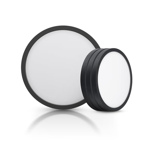 ECOELER Black Slim LED Ceiling Light, 9inch 5CCT Selectable Surface Mount Round Flat Panel Light, 24W 1800Lm, Close to Ceiling Light Fixtures for Kitchen, Bedroom, Laundry, 4 Pack - color: Black, size: 9Inch - 4PK
