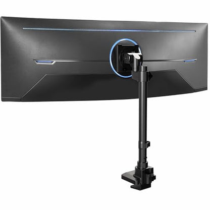VIVO Clamp-on Single Ultra Wide Monitor Desk Mount, Low Profile Heavy Duty Adjustable Stand for 1 Ultrawide Screen up to 57 inches, 59.4 lbs Capacity, Black, STAND-V157C - size: up to 57" screens, style: Standard