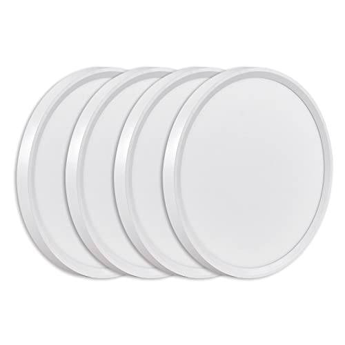 9Inch 4PK White LED Flush Mount Ceiling Light,18W,1860LM, 3CCT Selectable | 3000K/4000K/6000K CCT Selectable, White Close to Ceiling Round Flat Panel Light, Super Slim LED Ceiling Light for Bedroom - color: White, size: 9"-4PK