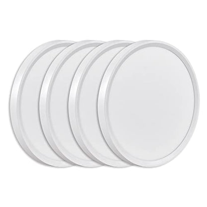 9Inch 4PK White LED Flush Mount Ceiling Light,18W,1860LM, 3CCT Selectable | 3000K/4000K/6000K CCT Selectable, White Close to Ceiling Round Flat Panel Light, Super Slim LED Ceiling Light for Bedroom - color: White, size: 9"-4PK