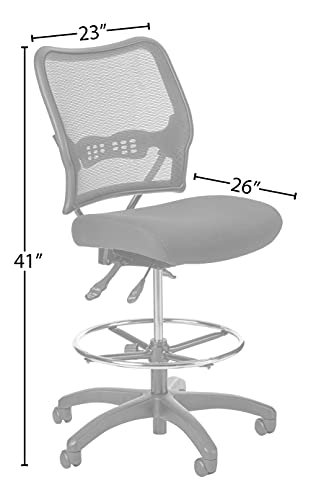 Space Seating 13 Series Deluxe Dark Air Grid Adjustable Drafting Chair with Footring and Dual Function Control, Black - style: Dual Function Control