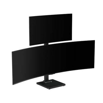 Suptek Dual Monitor Stand Vertical Stack Free-Standing Riser | Fits Two Screen Max 36" & One Screen Max 43", Swivel, Tilt, Height Adjustable, 50, 75 and 100mm Vesa, Base Stand - size: 13-43in(single)/13-36in(dual)