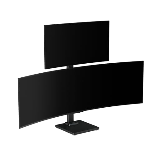 Suptek Dual Monitor Stand Vertical Stack Free-Standing Riser | Fits Two Screen Max 36" & One Screen Max 43", Swivel, Tilt, Height Adjustable, 50, 75 and 100mm Vesa, Base Stand - size: 13-43in(single)/13-36in(dual)