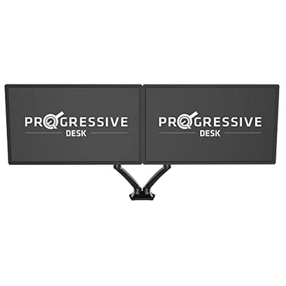 Progressive Desk Dual Gas Spring Monitor Mount Stand - Fits 10"-27" Monitors - ±180° Monitor Rotation - Arm Holds Up to 20 lbs per Arm - style: Dual 10"-27"
