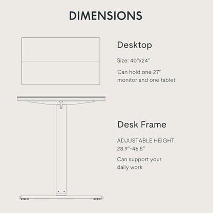FLEXISPOT 40x24 Inch Electric Standing Desk, White - color: White, size: 40"x24"