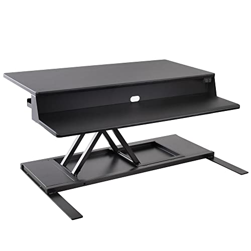 Stand Steady Flexpro Power, 36" Ergonomic Adjustable Height Electric Standing Desk Converter, EZ Lift Sit to Stand Laptop Desk Riser for Laptop & Computer Monitors (Black, 36in x 23.5in x 5.5-19.5in) - size: 36 Inch