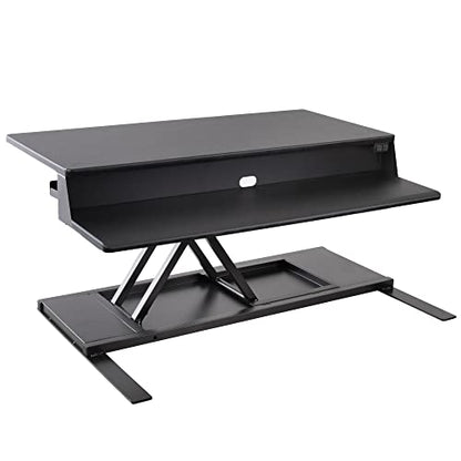 Stand Steady Flexpro Power, 36" Ergonomic Adjustable Height Electric Standing Desk Converter, EZ Lift Sit to Stand Laptop Desk Riser for Laptop & Computer Monitors (Black, 36in x 23.5in x 5.5-19.5in) - size: 36 Inch