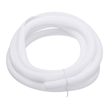 MECCANIXITY Split Sleeve Wire Loom 1" 10Ft White Self Wrapping Braided Sleeve UL94-V2 Fireproof PET Sleeving for Automotive, Home Cable Management - color: White, size: 1" x 10Ft