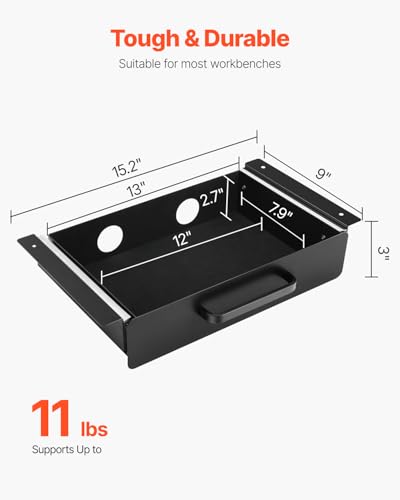 VEVOR Under Desk Drawer Slide Out, 13 inch Attachable Desk Drawer for Sit Stand Workstation, Hidden Under Counter Drawers for office Home, Black - size: 13inch
