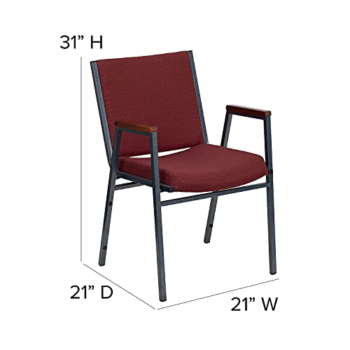 Flash Furniture 4 Pack HERCULES Series Heavy Duty Burgundy Patterned Fabric Stack Chair with Arms - color: Burgundy Patterned Fabric, size: Set of 4