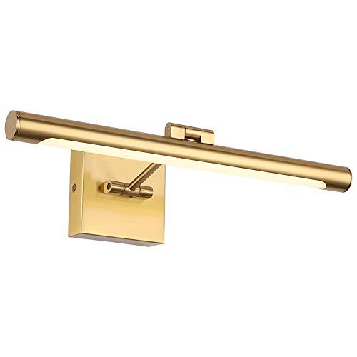 LED Picture Light Fixtures 16.54 Inches, Modern Metal Artwork Wall Lamps with Single Swing Arm, 7W (50W Eqv.), Hardwired Connection, Dimmable, 3000K Warm White, CRI95+, Golden-Like Brass Finish - color: Brass, size: Dimmable 16.53" Long
