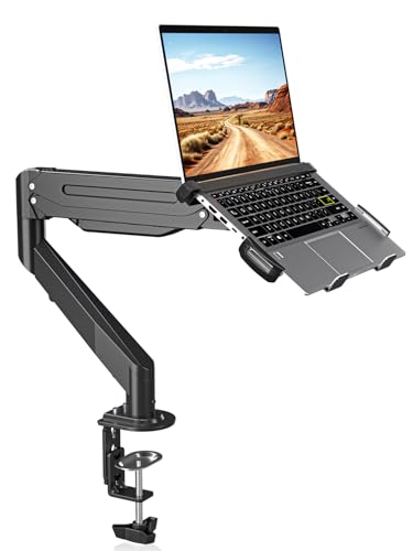 Suptek Laptop Desk Mount,Fully Adjustable Monitor and Laptop Mount Stand for 13-18 Inch Notebook and 17-35 inch Monitor Screen,Holds 24.25lbs with Vented Tray - style: Laptop Mount