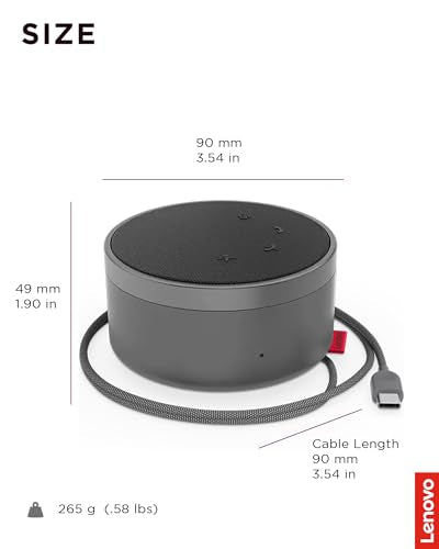 Lenovo Go Wired Speakerphone - Omni-Directional Mic - Plug-and-Play - USB-C Connectivity - Certified for Microsoft Teams, Gray - style: Team Certified