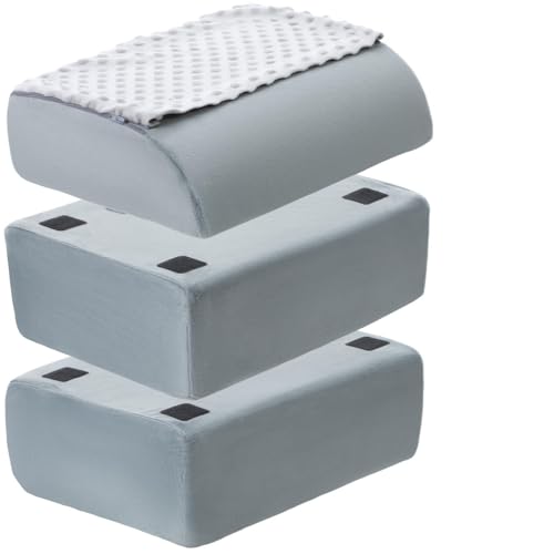 Novabright Foot Rest Under Desk, 3 Height Adjustable Ergonomic Foot Stool with Gel Textured Top and Cozy Pocket, Non-Slip Foam Footrest for Office Home Car(15" X 11" X 14.4",Cambered,Gray) - color: Gray, size: 15" X 11" X 14.4", style: Cambered