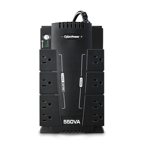 CyberPower CP550SLG Standby UPS Battery Backup and Surge Protector | Surge Protector, 550VA/330W, 8 Outlets, UL Certified - size: 550VA, style: Compact