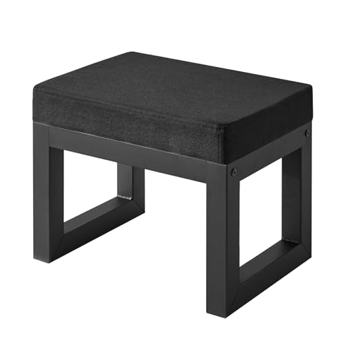 IBUYKE Small Footstool Ottoman, Linen Fabric Footrest, Black WBD001B - color: Black