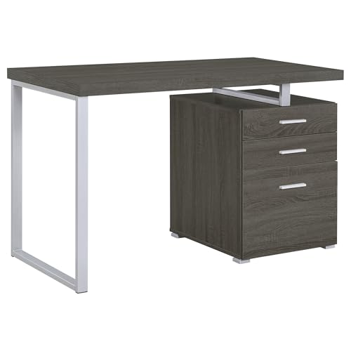 Coaster Brennan 47-Inch Rectangular 3-Drawer Desk, Weathered Grey 800520 - color: Weathered Grey