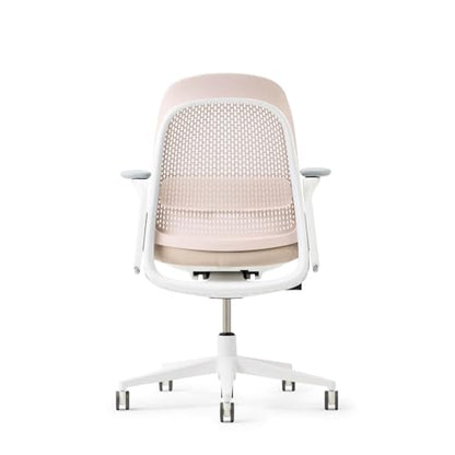 Haworth Breck Ergonomic Office Chair, Home Office Desk Chair, Blush | Computer Desk Chair with Height-Adjustable Lumbar Support, White Trim, Duo-Tone Hard Casters, and 4D-Arms - color: Blush, style: White Trim